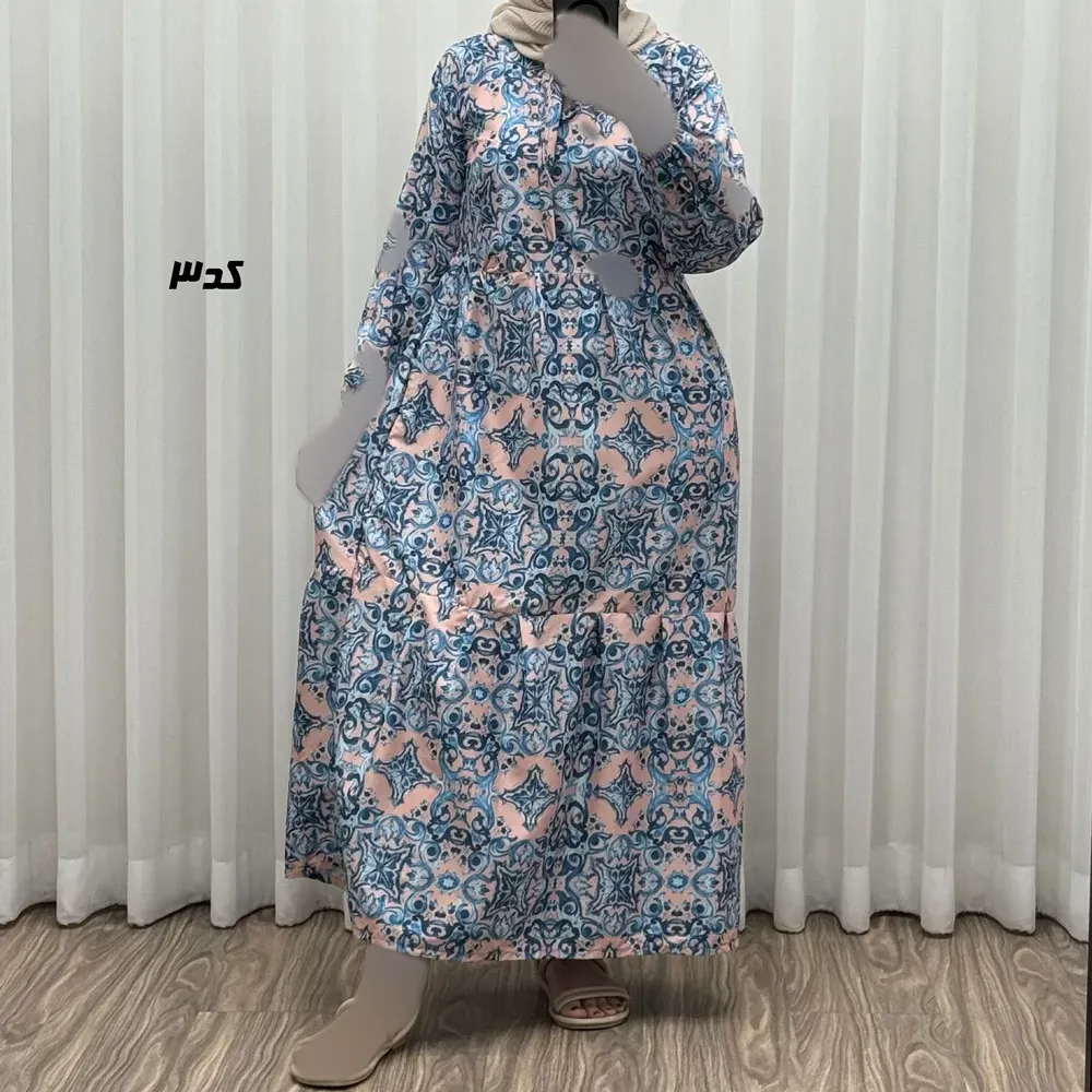 پیراهن زنانه فلور بوگاتی مدل لوزی فری سایز مناسب تا 44 با کمربند