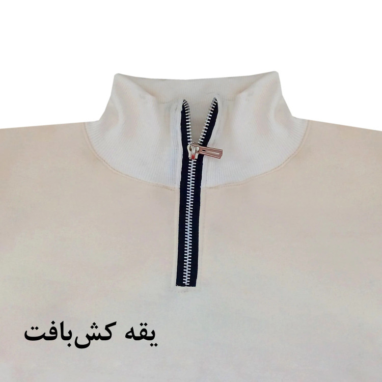 هودی نیم زیپ مردانه طرح CK مدل T965R کرم سایز L XL 2XL