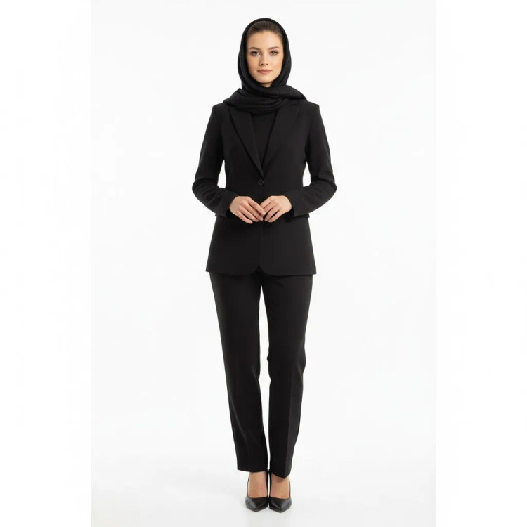 شلوار مجلسی زنانه راسته کلاسیک کرپ ژاپن اصل پوشینا فوق مشکی سایز 40 تا 52