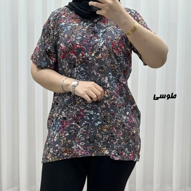 تیشرت نخی زنانه مدل پاپیا فری سایز مناسب تا سایز 50