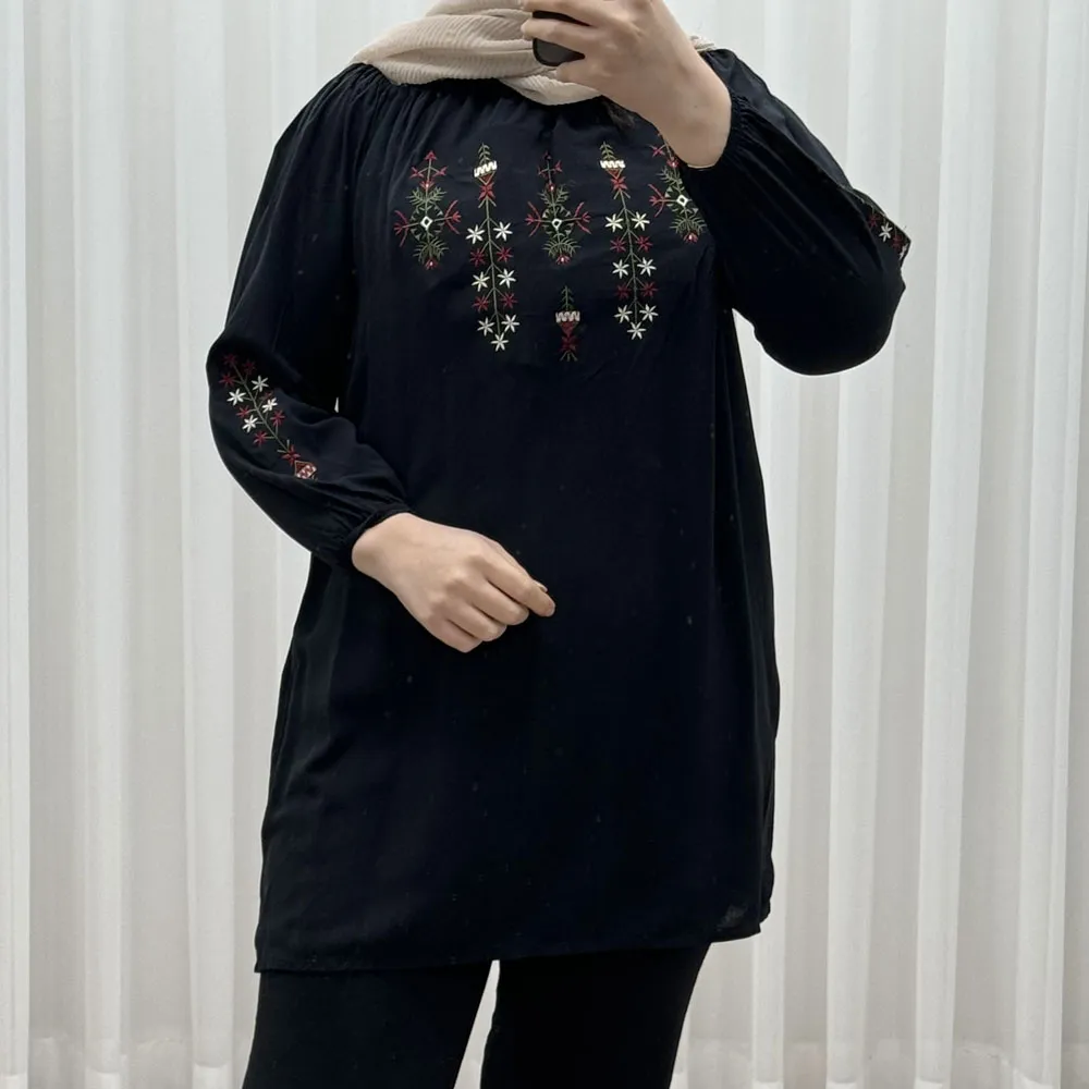 تونیک گلدوزی آی جان نخی شسته شده فری سایز تا 48 چهارفصل کمربنددار بدون آبرفت و رنگ رفت سایه نمیندازد