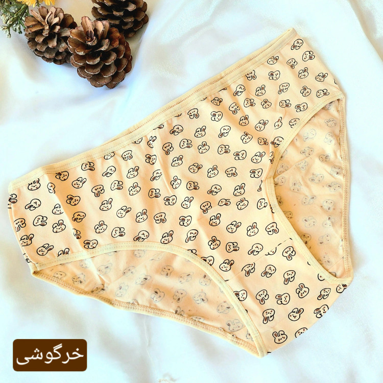 شورت زنانه نخی قواره دار برند ال کیم طرح دار رنگ کرم سایز XL تا 3XL