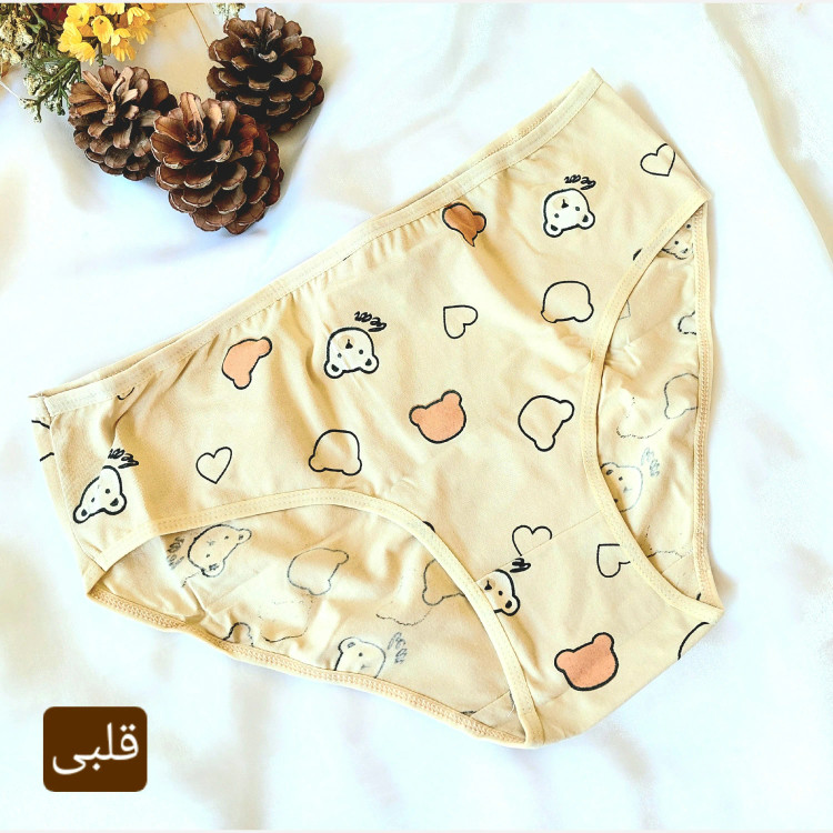 شورت زنانه نخی قواره دار برند ال کیم طرح دار رنگ کرم سایز XL تا 3XL