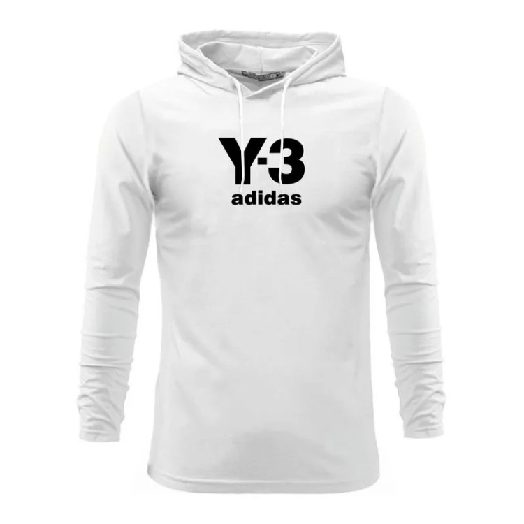 تیشرت آستین بلند مردانه طرح Y3 مدل U4789 کلاه دار نخی اعلا در دو رنگ مشکی و سفید سایز L XL 2XL