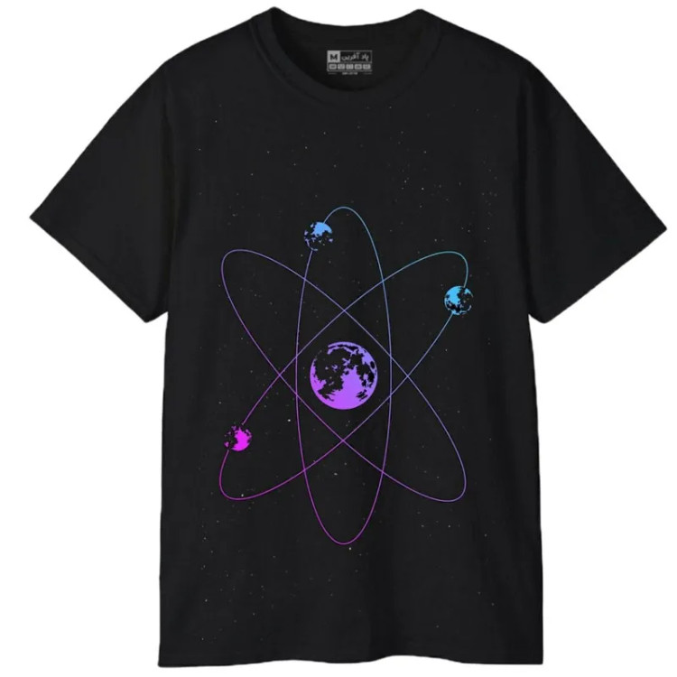 تی شرت آستین کوتاه مردانه پاد آفرین مدل ماه ستاره کهکشان کد 44 طرح چاپ