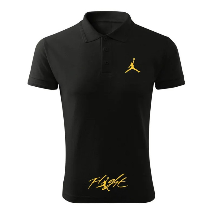 پولوشرت مردانه مشکی آستین کوتاه طرح flighte مدل q2436 جنس جودون سایز L XL 2XL