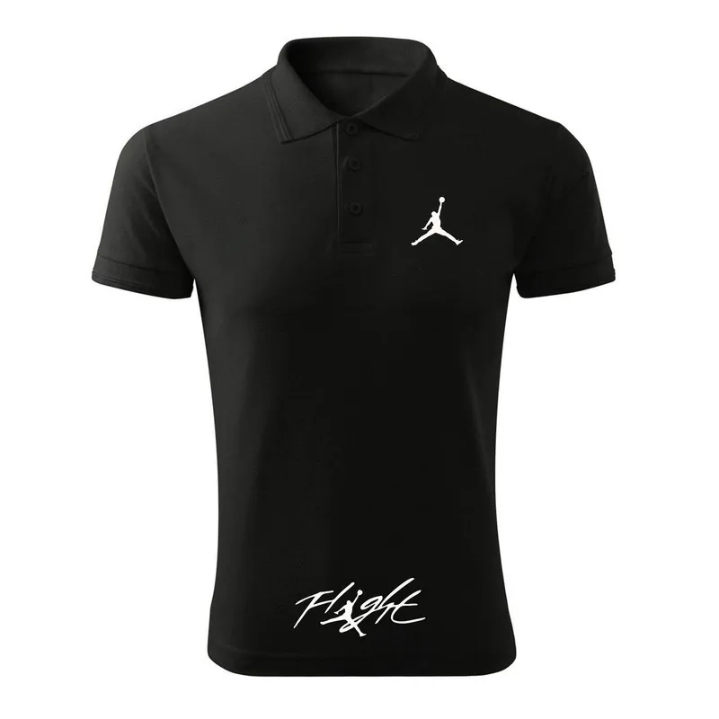 پولوشرت مردانه مشکی آستین کوتاه طرح flighte مدل q2436 جنس جودون سایز L XL 2XL