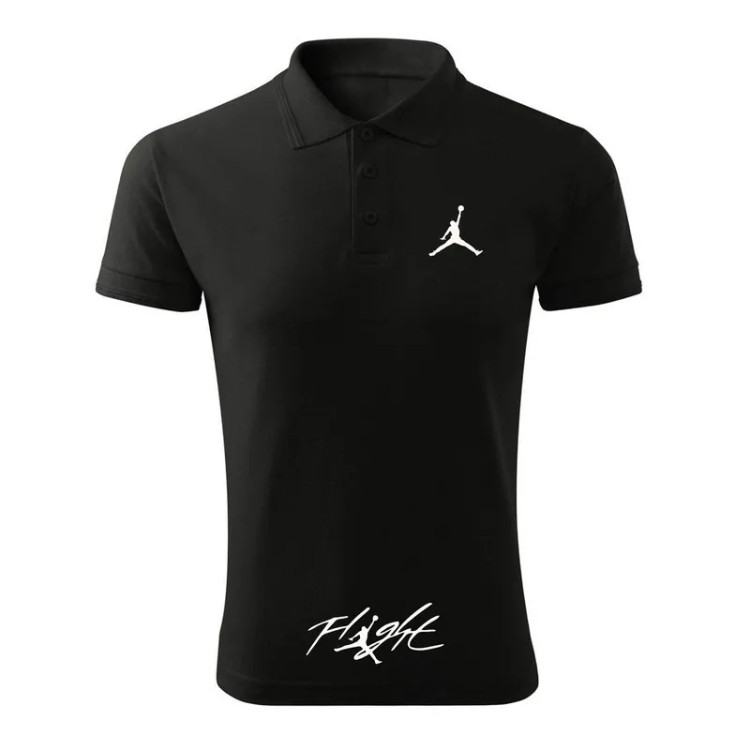 پولوشرت مردانه مشکی آستین کوتاه طرح flighte مدل q2436 جنس جودون سایز L XL 2XL