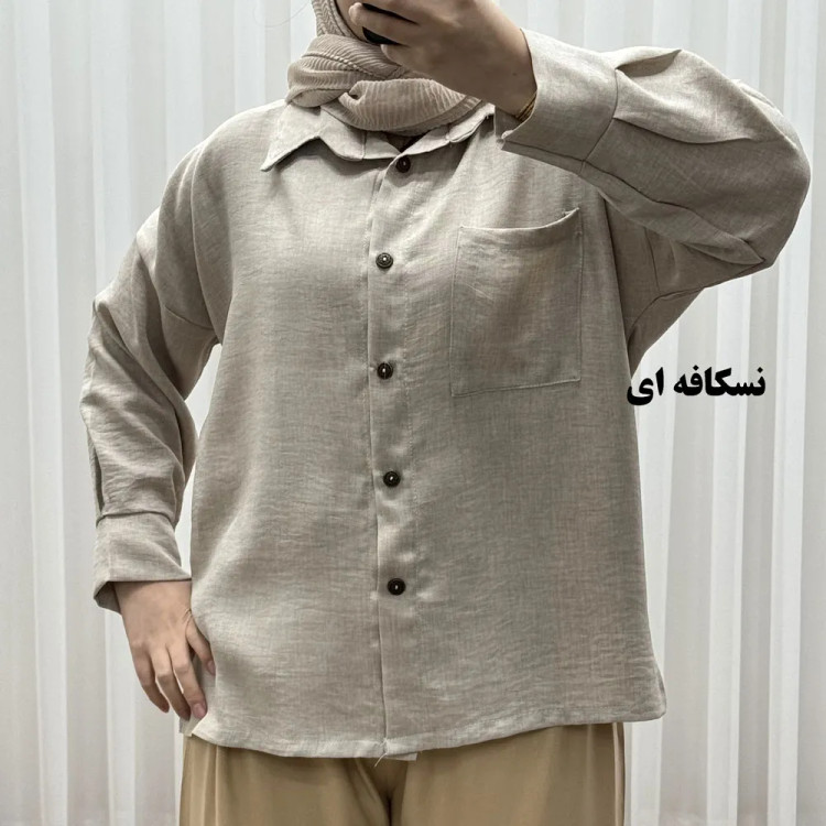 شومیز جلو دکمه صوفیا فری سایز مناسب تا 48 تنخور راحت چهارفصل بدون سایه انداختن