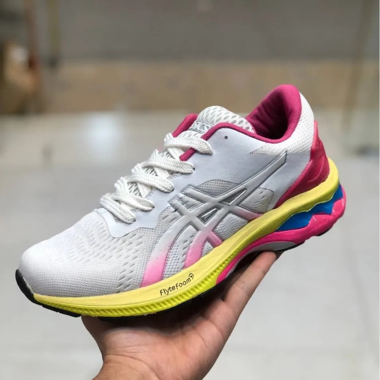 کفش اسیکس Gel Nimbus مردانه سفید صورتی زرد اسپرت تنفسی پیادهروی روزمره