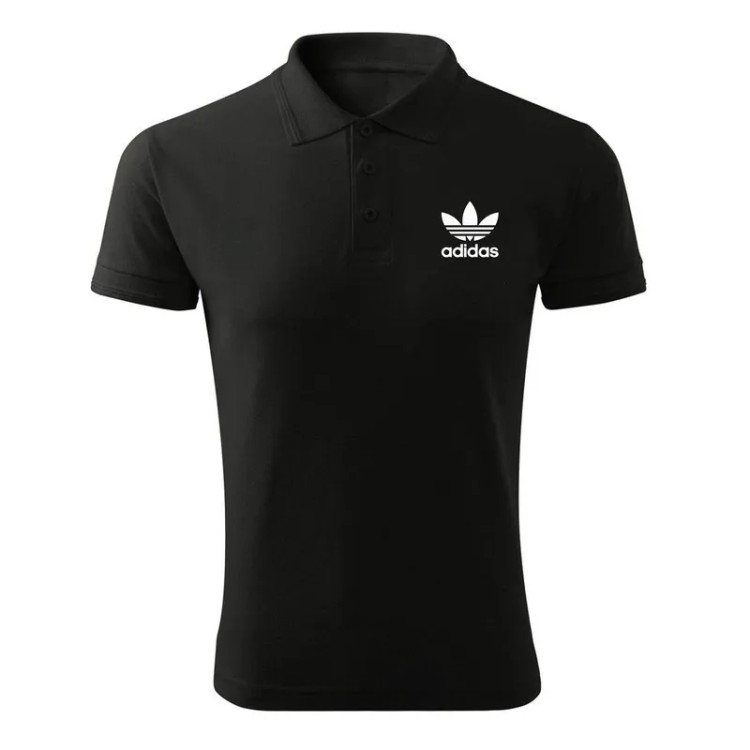 پولوشرت مردانه مشکی طرح آدیداس مدل K8978 جنس جودون سایز L XL 2XL