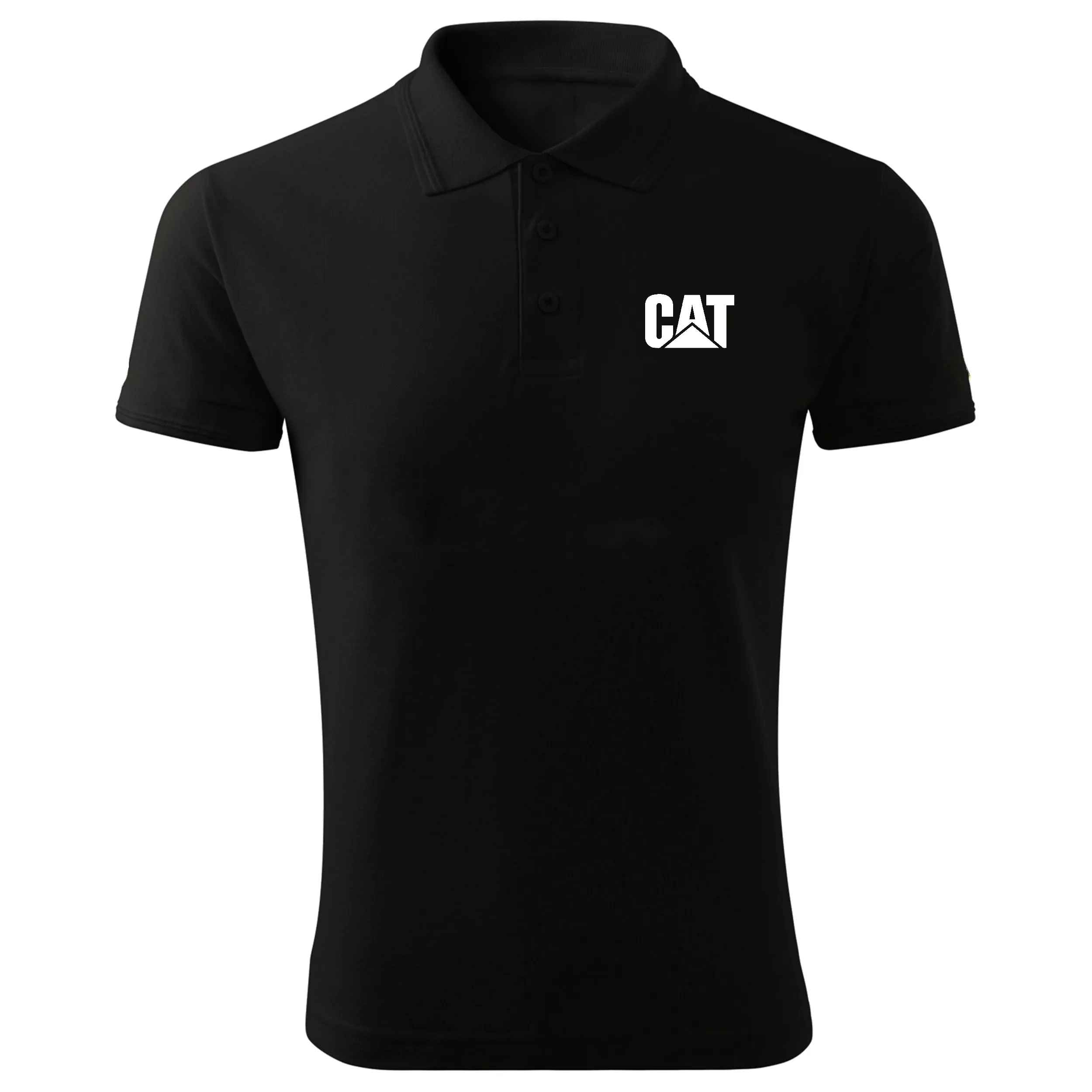 پولوشرت مردانه آستین کوتاه طرح Cat مدل D464Z مشکی جودون سایز L XL 2XL