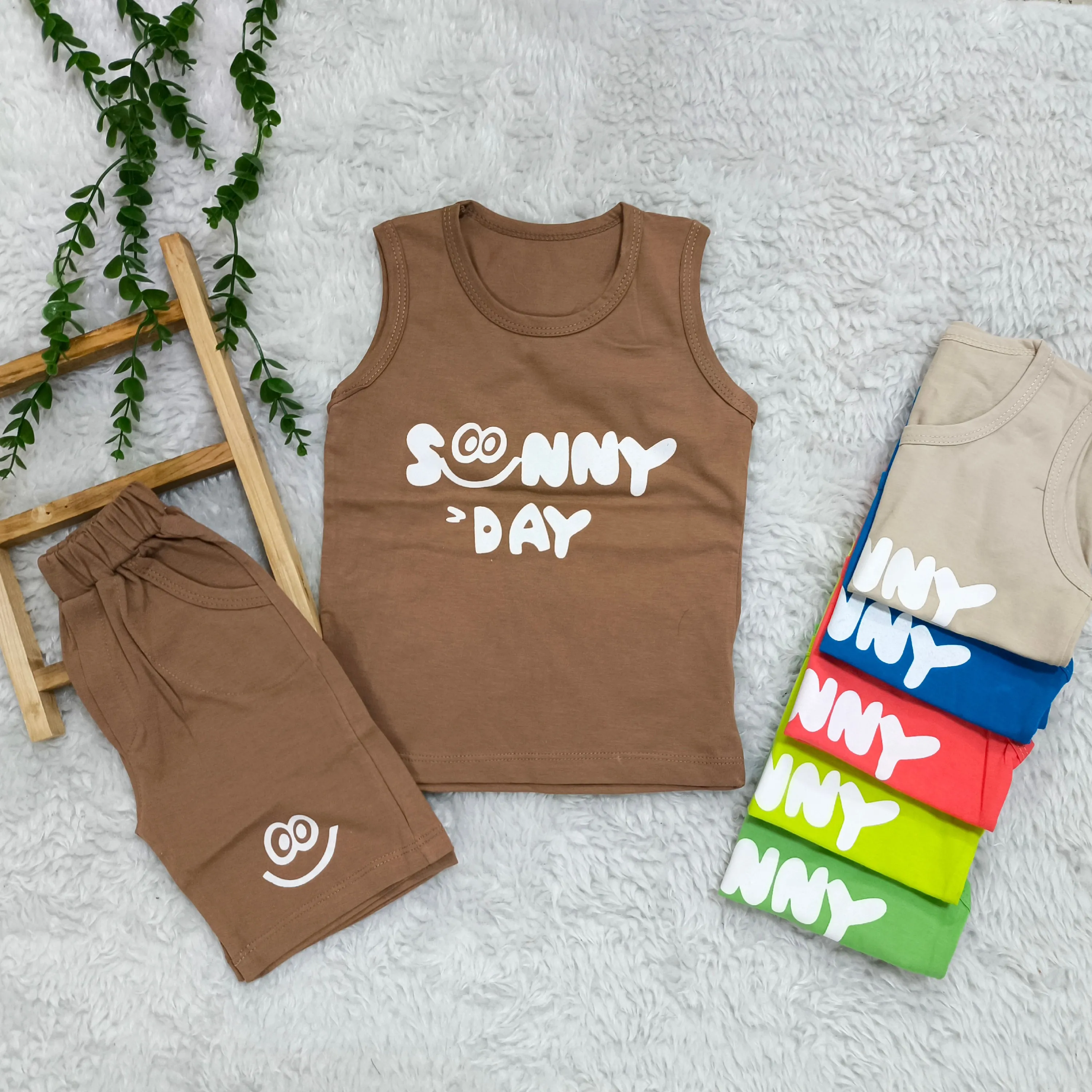 تیشرت شلوارک پسرانه sunny day ست عیدانه پنبه سوپر دو تا چهار سال