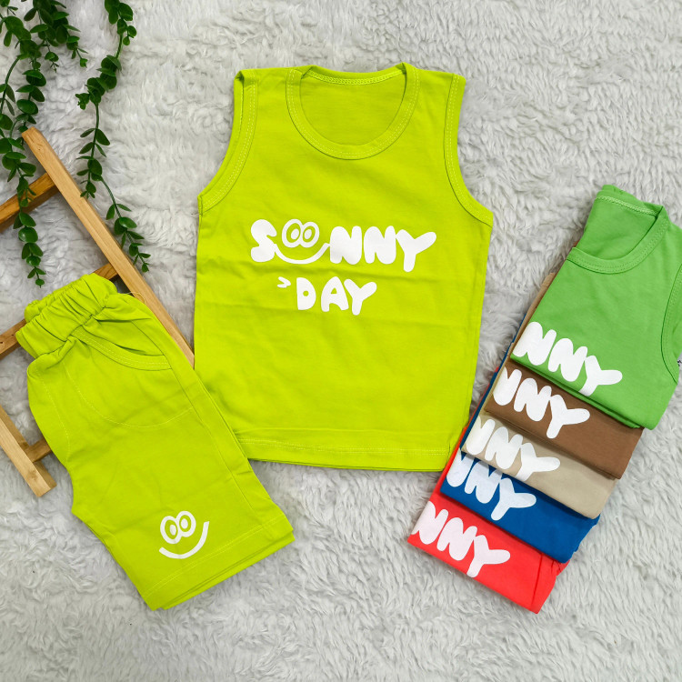 تیشرت شلوارک پسرانه sunny day ست عیدانه پنبه سوپر دو تا چهار سال
