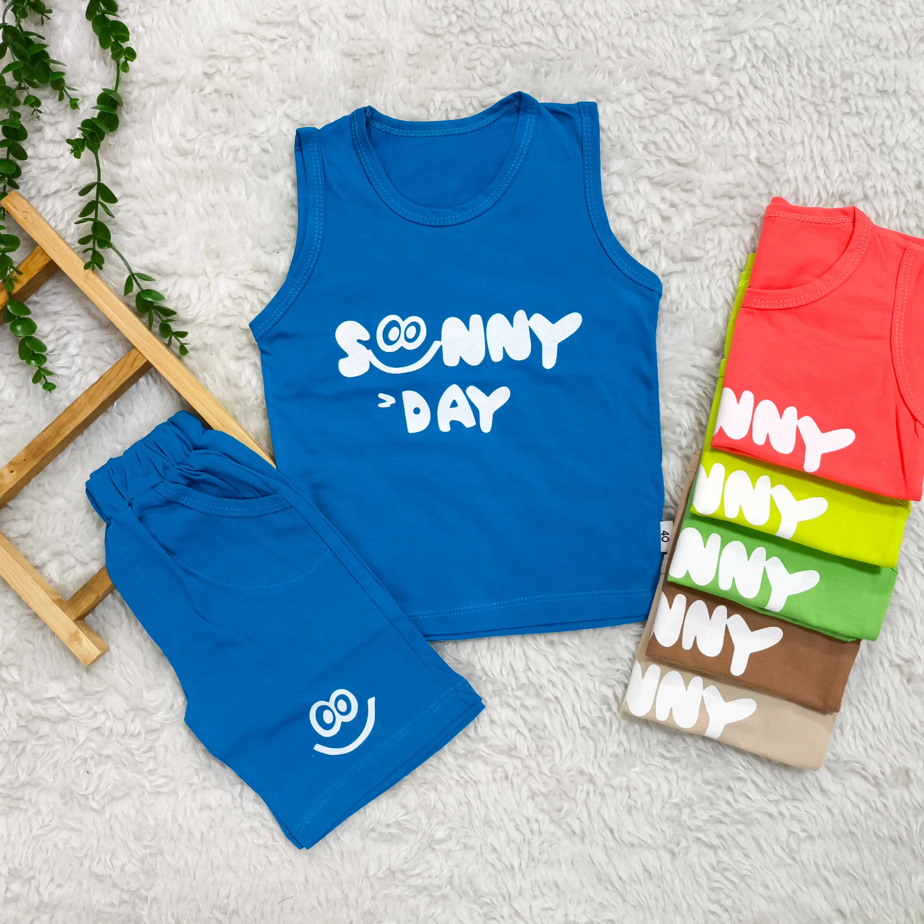 تیشرت شلوارک پسرانه sunny day ست عیدانه پنبه سوپر دو تا چهار سال