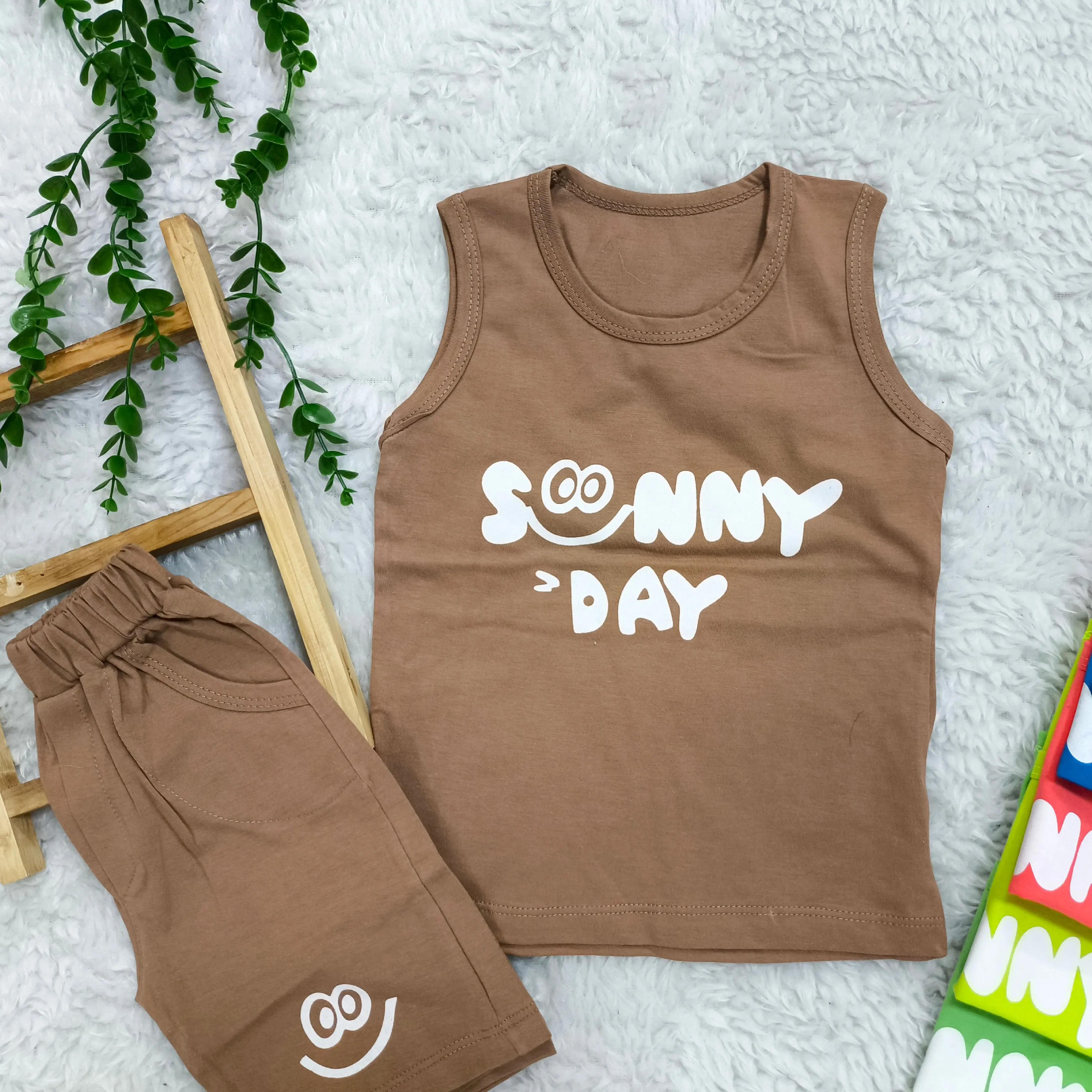 تیشرت شلوارک پسرانه sunny day ست عیدانه پنبه سوپر دو تا چهار سال