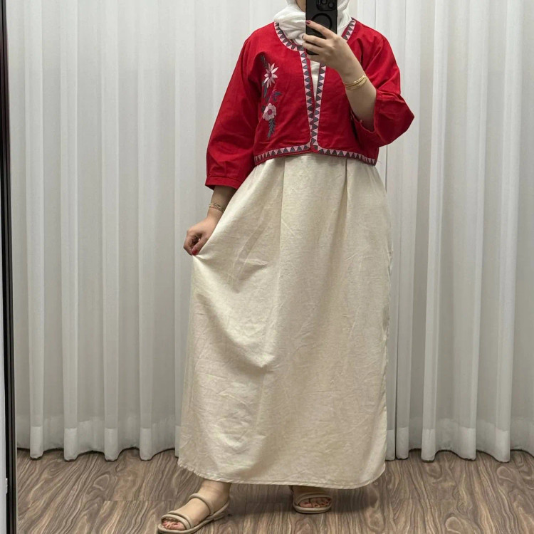 کت سارافون لینن مدل یولیا فری سایز زنانه مناسب تا سایز 48 چهارفصل شیک و راحت