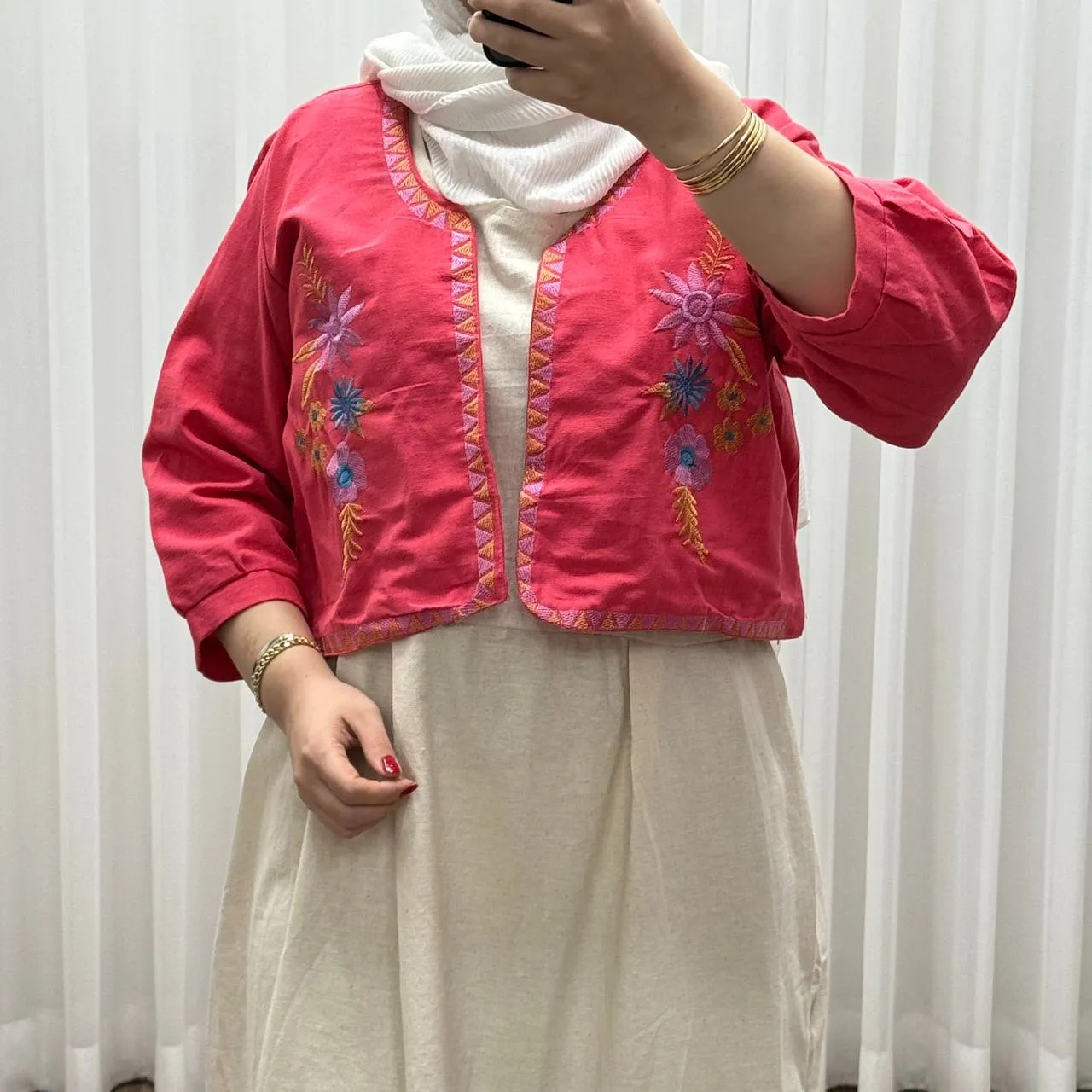 کت سارافون لینن مدل یولیا فری سایز زنانه مناسب تا سایز 48 چهارفصل شیک و راحت