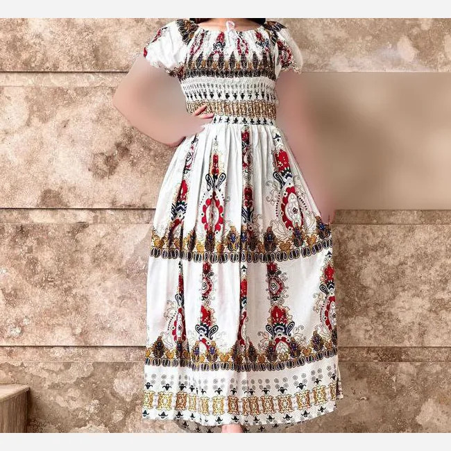 پیراهن ساحلی زنانه کریشه وارداتی هندی آستین کوتاه فری سایز تا 54