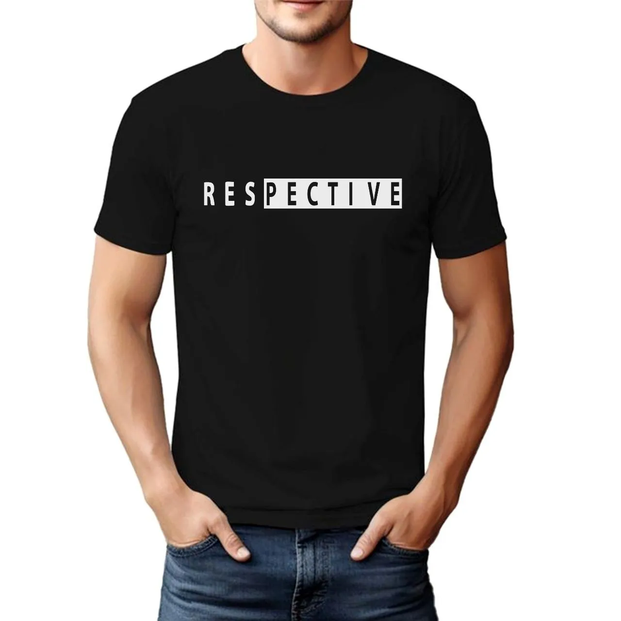 تی شرت آستین کوتاه مردانه طرح respect کد8674 جنس پنبه سوپر خنک چهار فصل