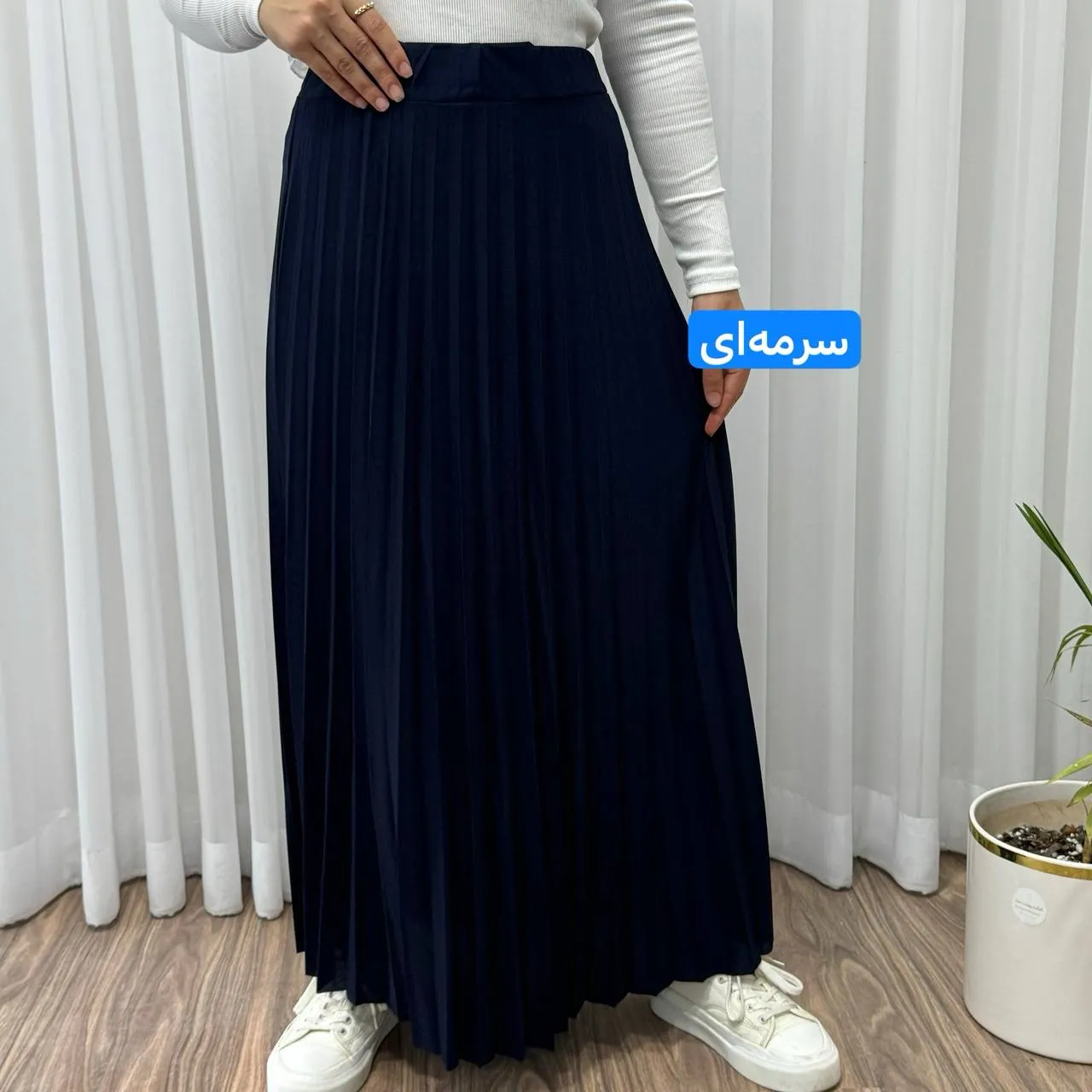 دامن پلیسه زنانه جودون گرم بالا فری سایز (36 تا 46) بدون آستر 6 رنگ