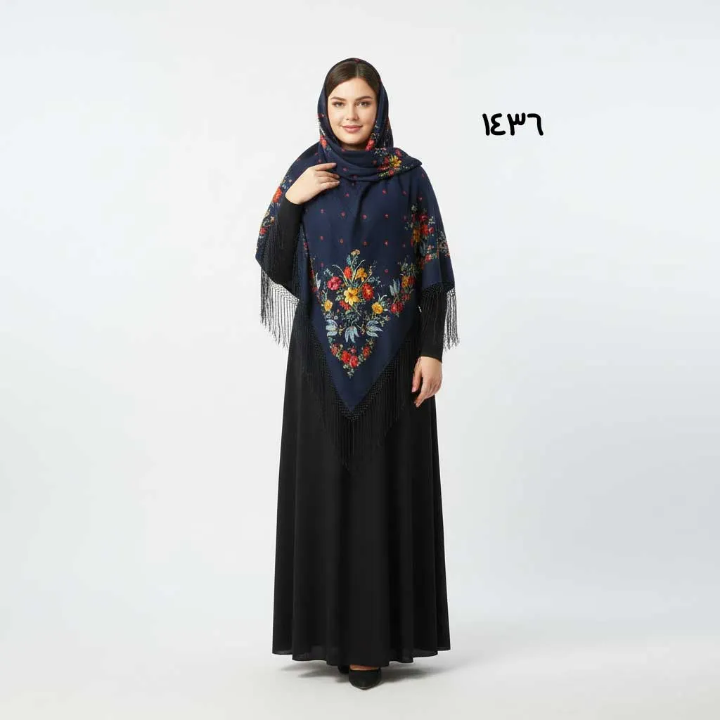 روسری ترکمن اصل پشمی ضخیم قواره بزرگ تولید روسیه مناسب پاییز زمستان بهار