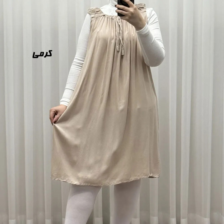 سارافون نخی زنانه کوتاه ساده فری سایز مناسب تا سایز 52