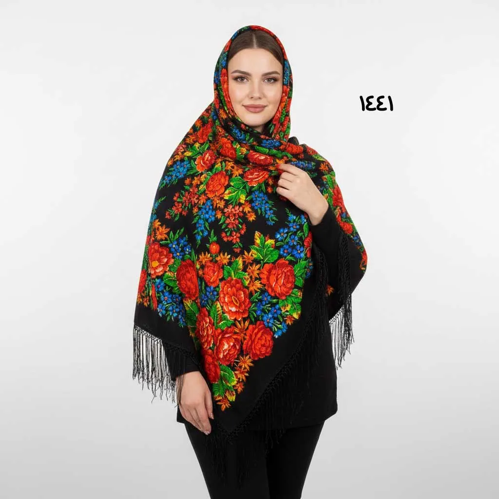روسری ترکمن اصل پشمی ضخیم زنانه قواره بزرگ مناسب پاییز زمستان بهار