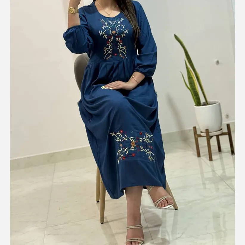 پیراهن نخی فری سایز زنانه مدل آرشیدا کد 1329 تنخور شیک و راحت چهارفصل