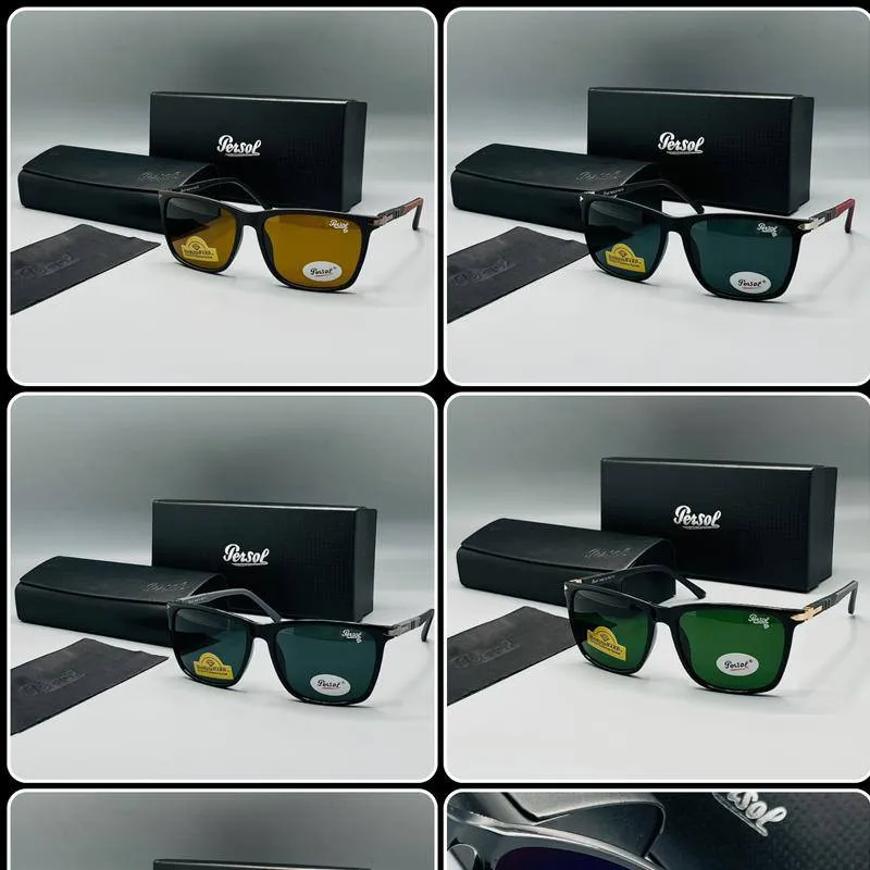 عینک آفتابی پرسول کد 8082 شیشه دایموند هارد نشکن ضد خط و خش UV400 دسته فنر فرم TR سایز 55 ساخت ایتالیا
