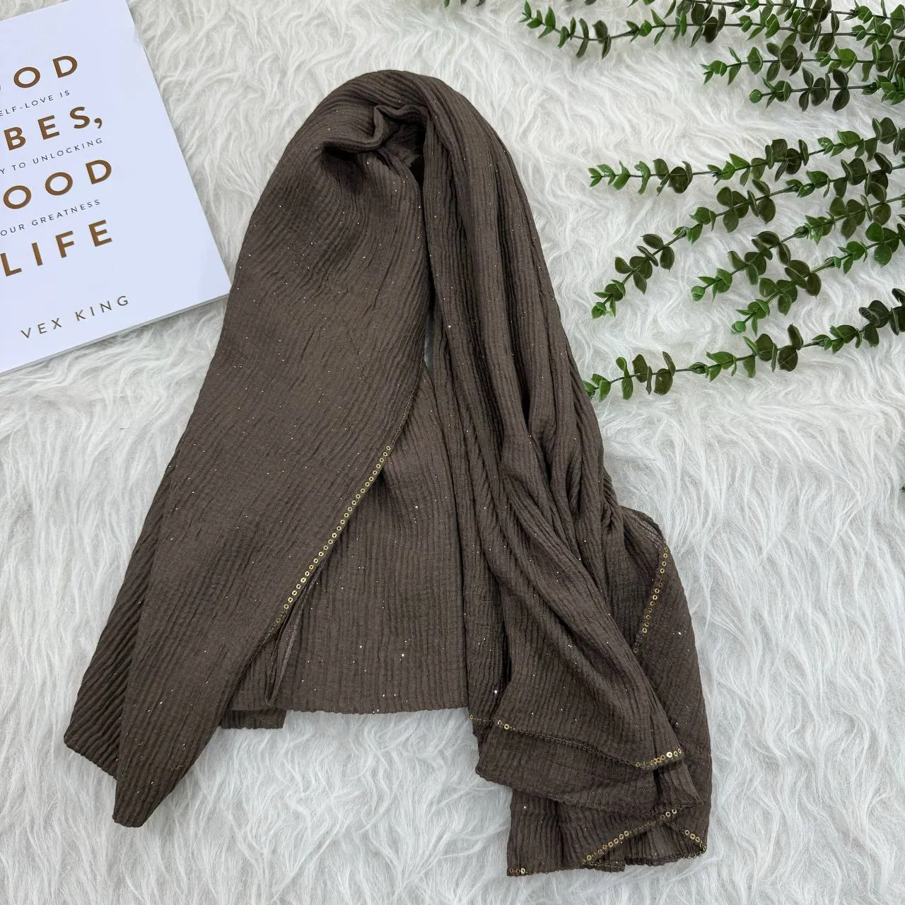 شال نخی ساده وارداتی قواره بزرگ ابعاد 200 در 80 سانتی متر