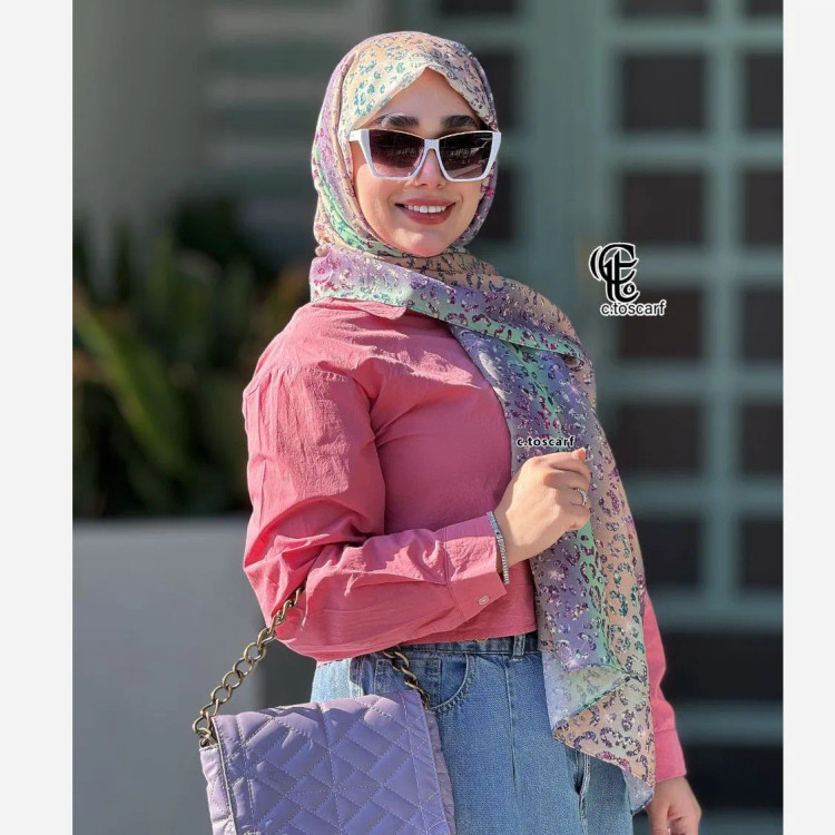 شال نخ کاستوم طرح آنجل رنگ گلبهی قواره 200×70