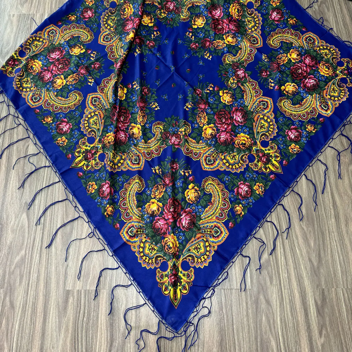 روسری ترکمن مدل خان قواره 140x140 نخی پلی استر مناسب 4 فصل