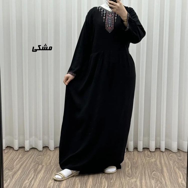پیراهن ساحلی نخی زنانه مدل آتریسا فری سایز با کمربند