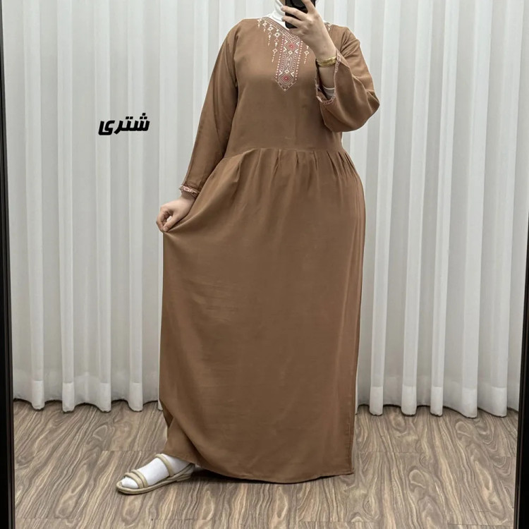 پیراهن ساحلی نخی زنانه مدل آتریسا فری سایز با کمربند