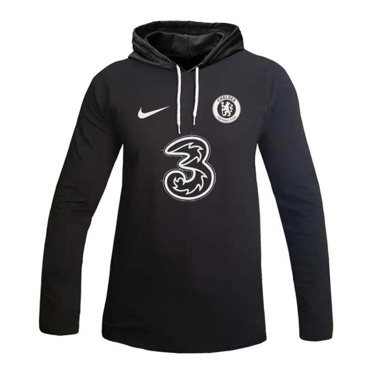 تیشرت آستین بلند کلاه دار طرح چلسی نخی اعلا در سه رنگ مشکی، سفید، زرد سایز L,XL,2XL