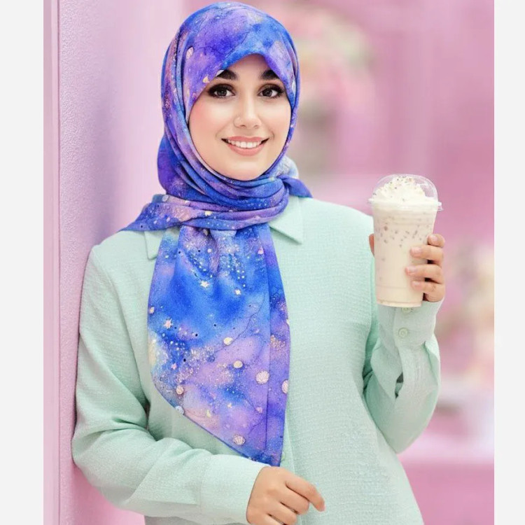 روسری نخی کاستوم طرح ساحل قواره 110