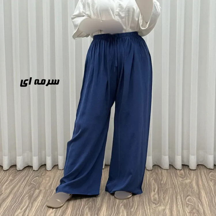 شلوار نخی زنانه راحتی فری سایز مناسب تا سایز 50 قد 107