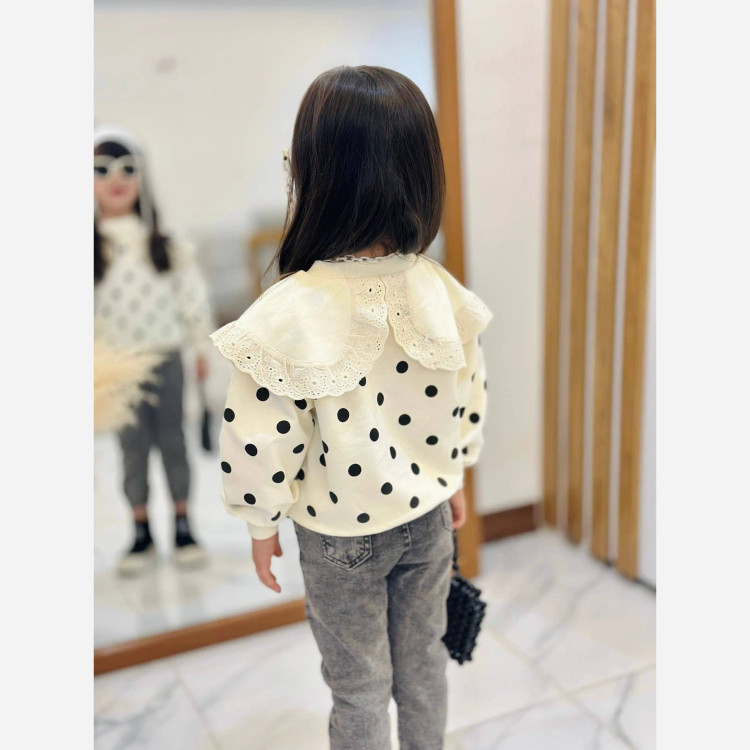 بلوز دورس دخترانه پرنسسی پاپیوندار پنبهای سایز 40 تا 55