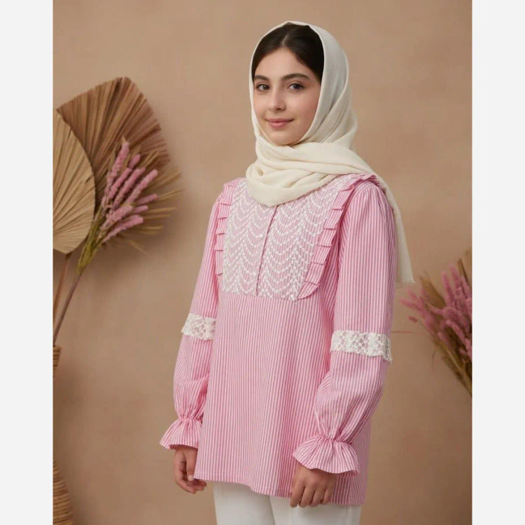 شومیز دخترانه نخی تابستانی در 4 رنگ مدل مادر دختری