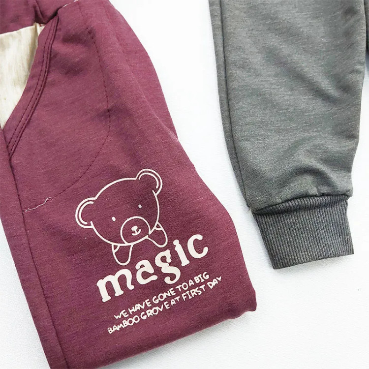 بلوز شلوار پسرانه طرح تدی مدل magic جنس ملانج