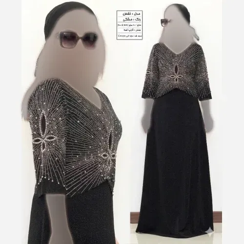 ماکسی مجلسی زنانه مدل نفس جنس کرپ لمه رنگ مشکی سایز 38 تا 48