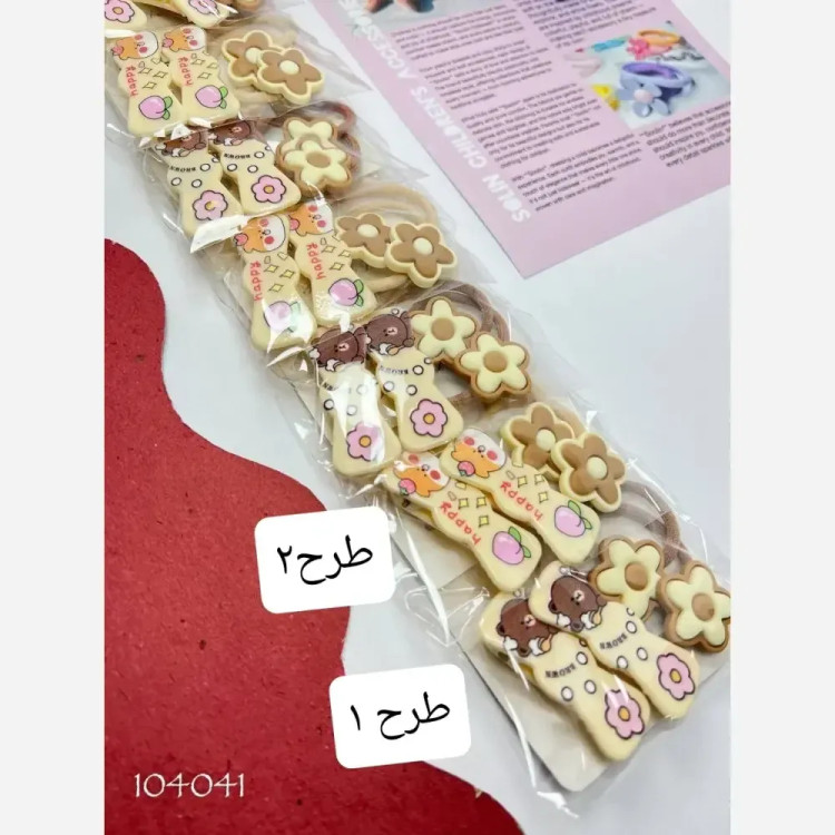 پک 4 عددی اکسسوری مو دخترانه شامل 2 عدد کش مو و 2 عدد گیره انبری وارداتی