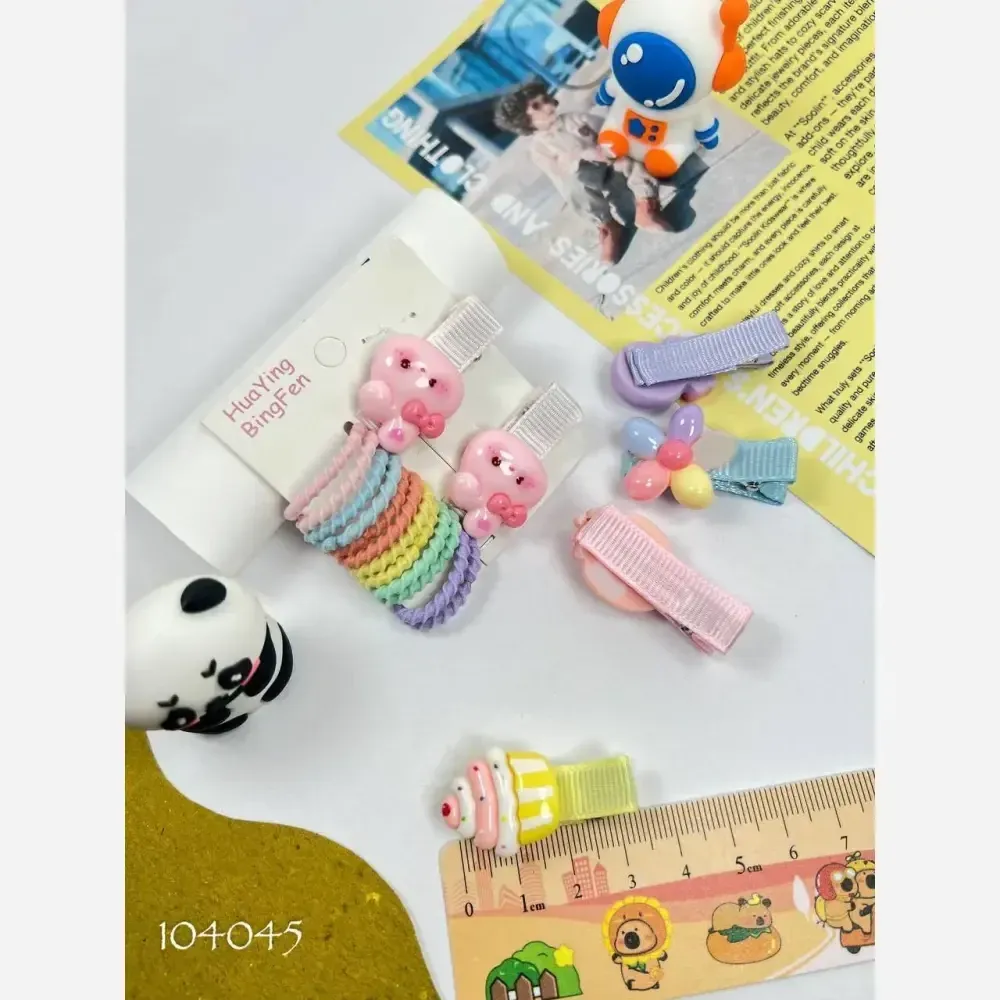 پک کش و گیره مو دخترانه (12 عدد کش و 2 عدد گیره انبری)