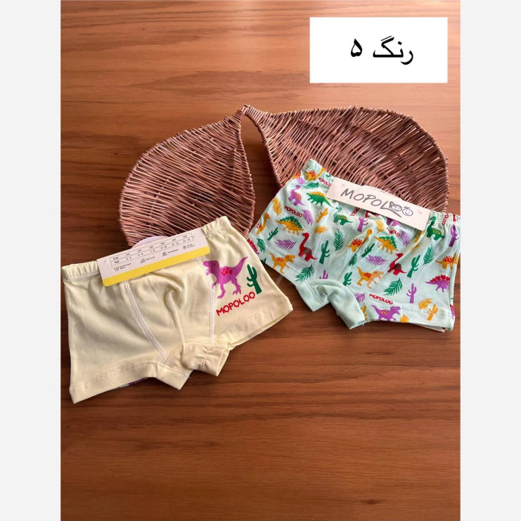 پک دو عددی شورت نخی بچگانه طرح دایناسور مناسب 3 تا 10 سال