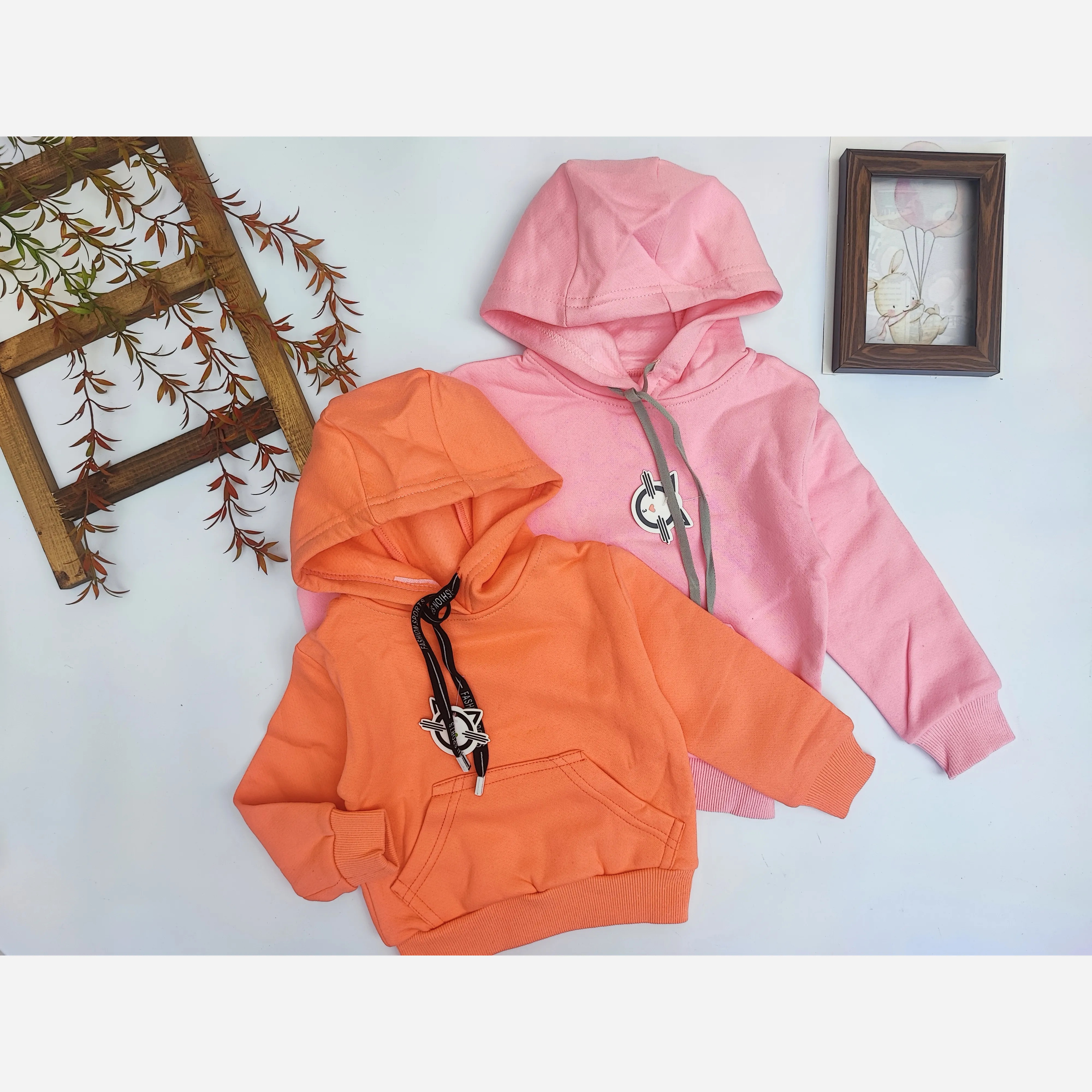 هودی توکرکی بچگانه پنبه ای در دو رنگ صورتی و گلبهی