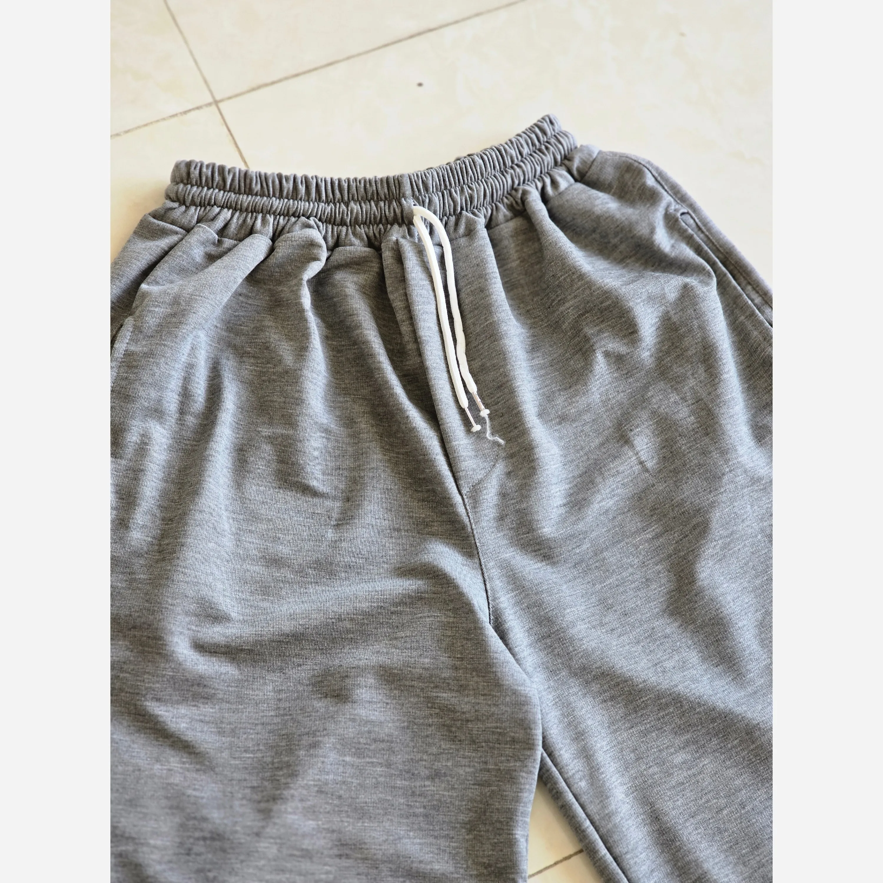 شلوار اسلش مردانه و زنانه فول بگ پارچه ملانژ طوسی سایز بزرگ XXL و XXXL