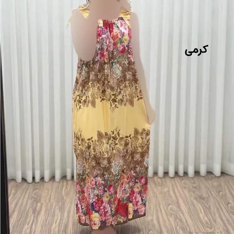 پیراهن ساحلی زنانه نخی آستین حلقهای فری سایز مناسب تا سایز 52