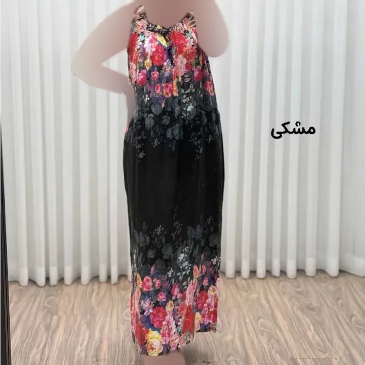 پیراهن ساحلی زنانه نخی آستین حلقهای فری سایز مناسب تا سایز 52