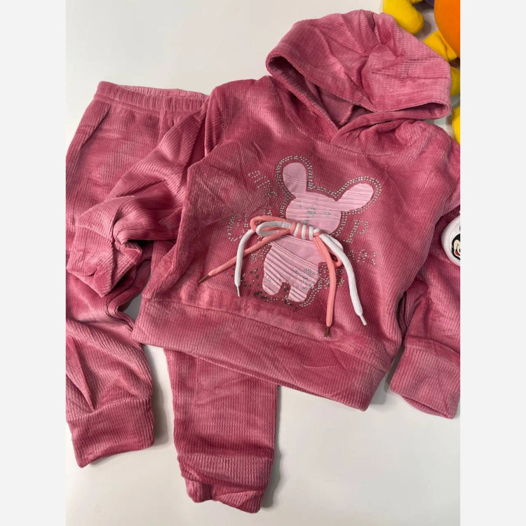 ست هودی و شلوار بچگانه مخمل تدی وارداتی
